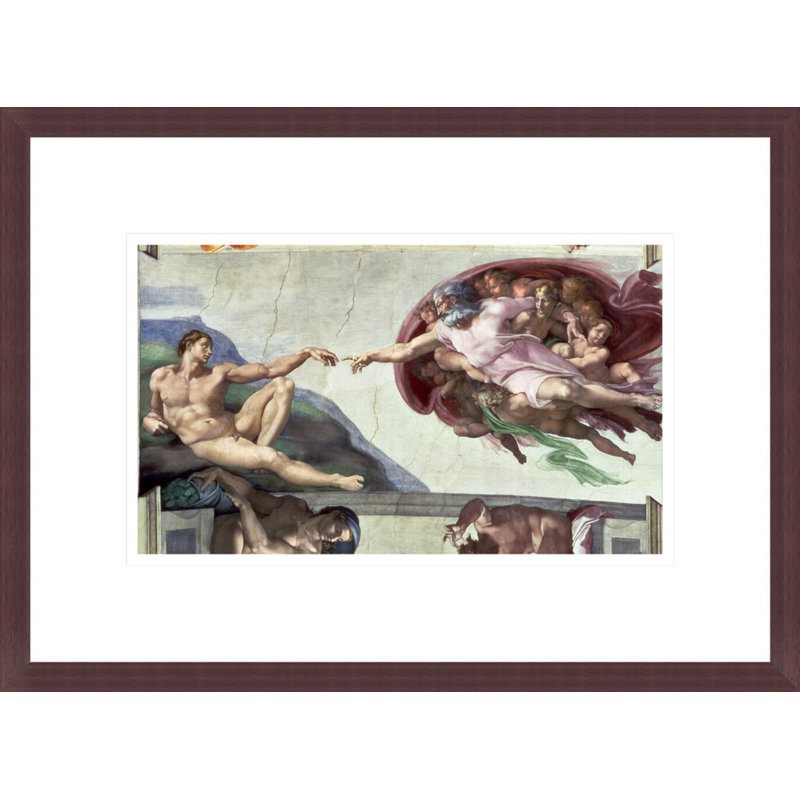 Sistine Chapel Ceiling: The Creation of Adam (post restoration) by Michelangelo Buonarroti -Framed Giclee Print