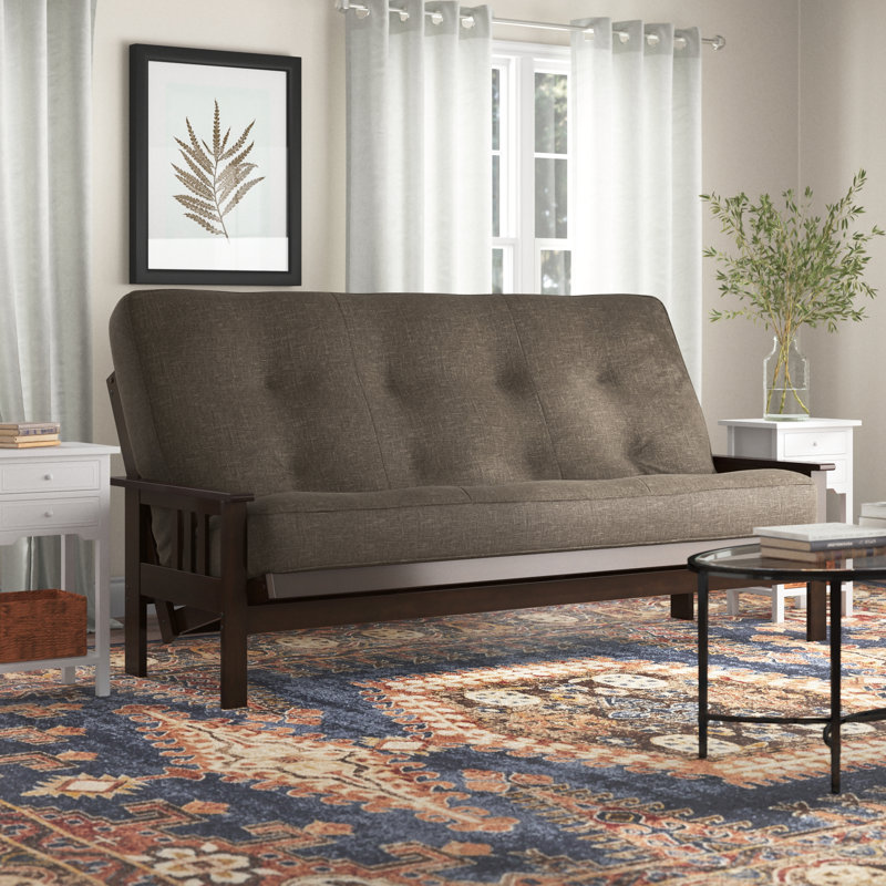 Johnte Queen 86" Futon Frame and Mattress, Espresso, Marmont Thunder, Premium Pocket Coil