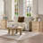 22" Large Tabletop Round Corner Nightstand with Charging Station Fluted Design with 3 Drawers-1923204104