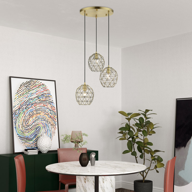 Jolet 3 - Light Unique/Statement Pendant, Antique Brass