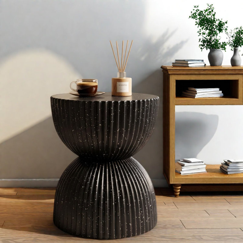 Tables d'appoint modernes, table d'appoint en sablier beige MGO pour la décoration intérieure et extérieure, Noir * Noir