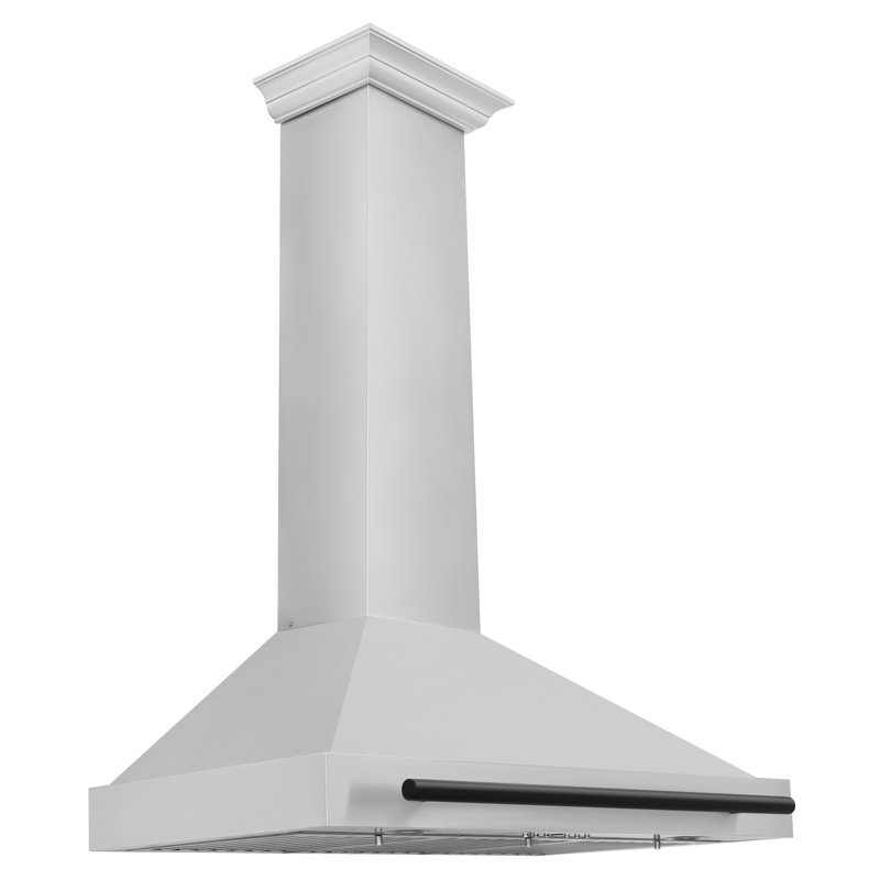 36" 400 CFM Ducted Wall Mount Range Hood, Stainless Steel/Matte Black