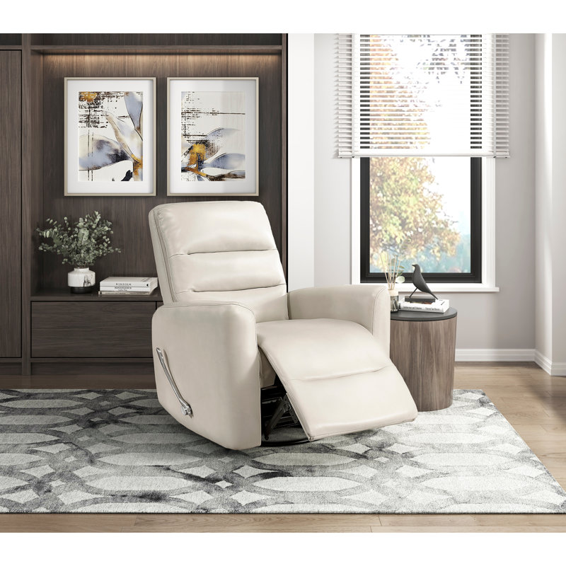 Fauteuil inclinable et oscillant beige en similicuir, Beige