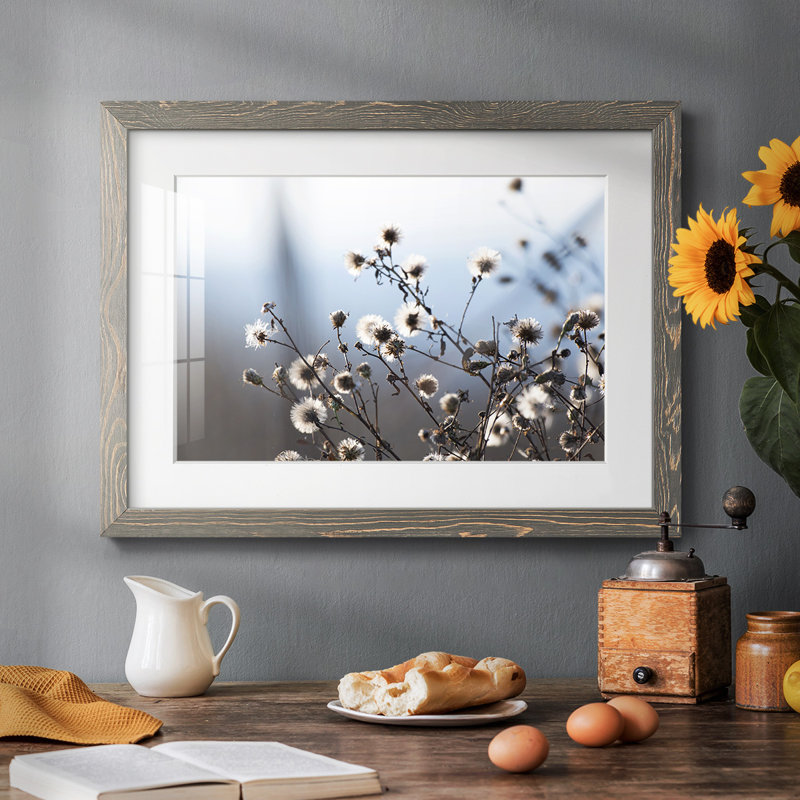 Spring Fluff - Matted and Framed Under Acrylic Glass, Large Living Room Wall Art, Gray, 26" H x 38" W x 1.5" D