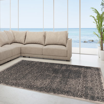 Tapis décoratif géométrique beige/gris cœur