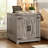 23.6" Farmhouse End Table, Large Sofa Side Table with Charging Station and Storage-1175680348