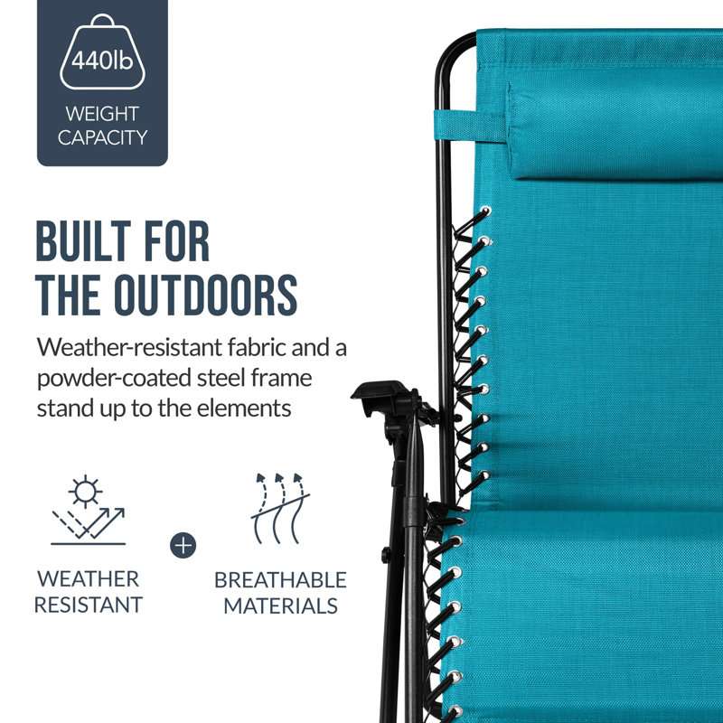 Set Of 2 Zero Gravity Patio Chair, Peacock Blue
