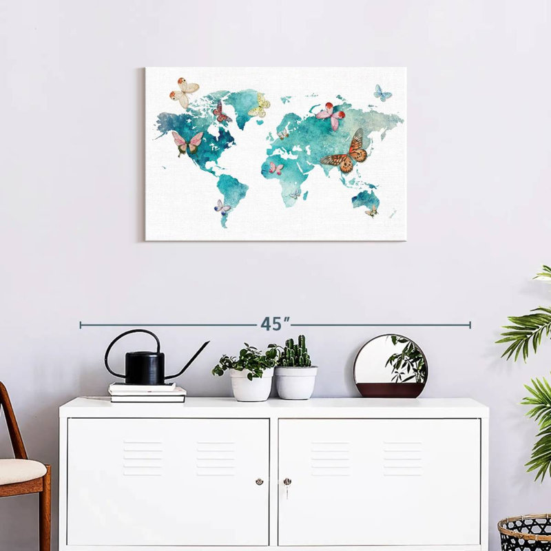 Carte du monde des papillons Aliaz, H 20 po x l 30 po