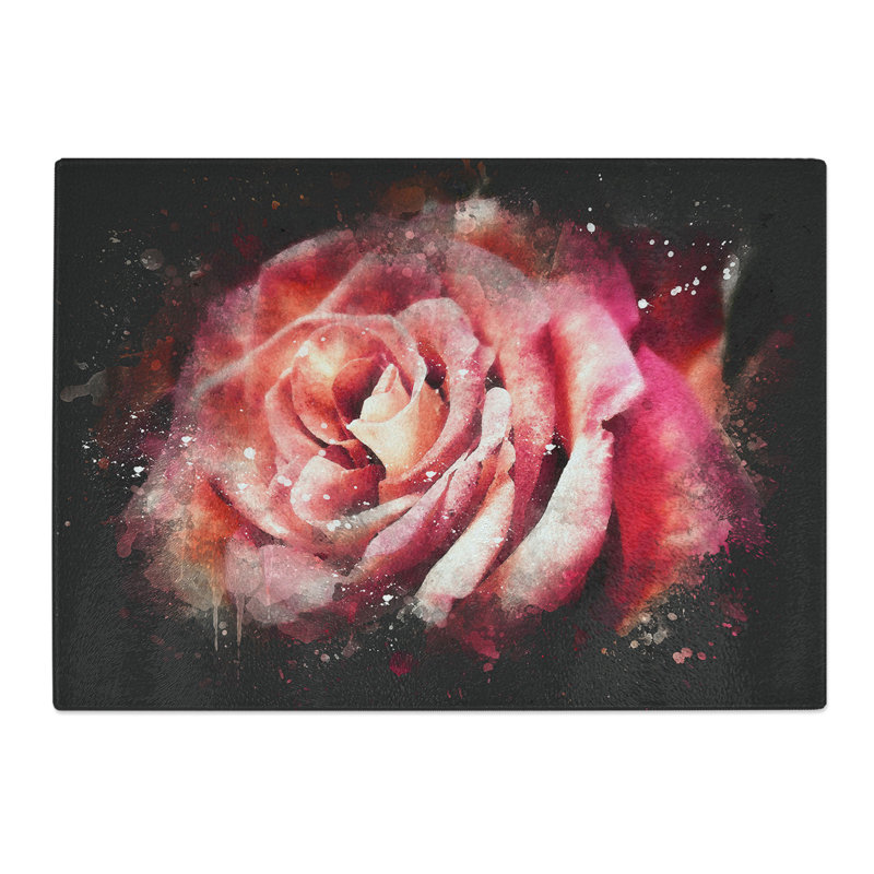 Rose Flower Vol.4 Paint Splash Chopping Board, 0.4cm H x 20cm W x 28.5cm L