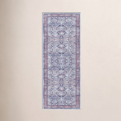 Analyah Denim Machine Washable Oriental Rug