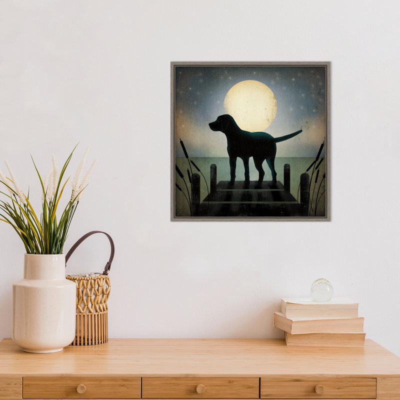 "Moonlever Black Dog" par Ryan Fowler, reproduction d’art graphique sur toile tendue