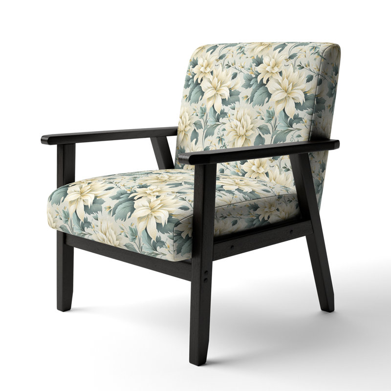 Cobalt Blue Scrollwork Swirls Victorian Pattern II - Upholstered Floral Accent Chair