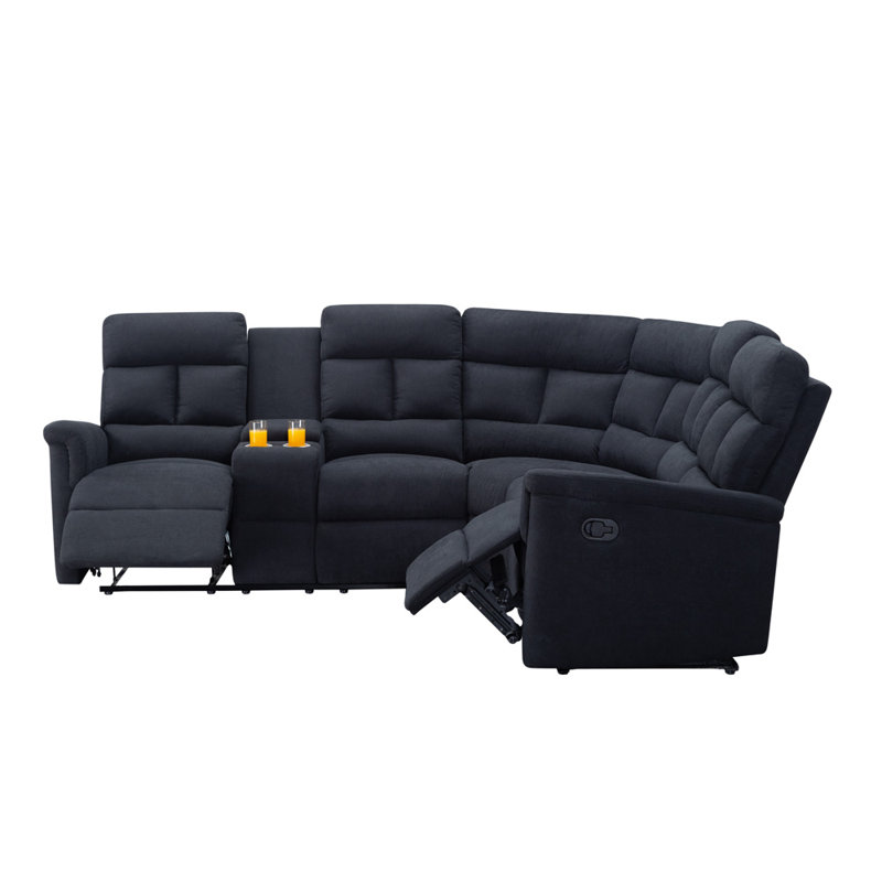 Upholstered Reclining Curved Sectional Symmetrical