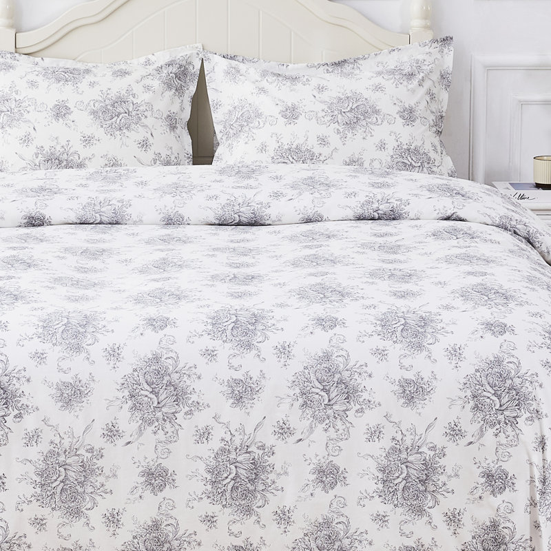 Ensemble de housse de couette Percale, Gris, King Duvet Cover + 2 Pillow Shams