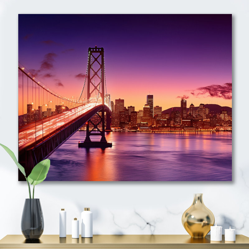«San Francisco Skyline And Bay Bridge II», reproduction sur toile, H 16 po x l 32 po x P 1 po, Toile tendue