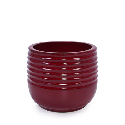 3 Pieces Bean Paste Red Modern Ceramic Planter For Patio, Garden Or Living Room, Frost-, Reinforced Construction, 14.5" X 12.07", 41.97 Lbs Planter, Material, All-Weather Durability, Versatile