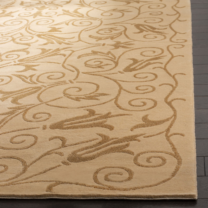 Tapis tibétain en soie et laine noué à la main, Rectangle 6 pi x 9 pi