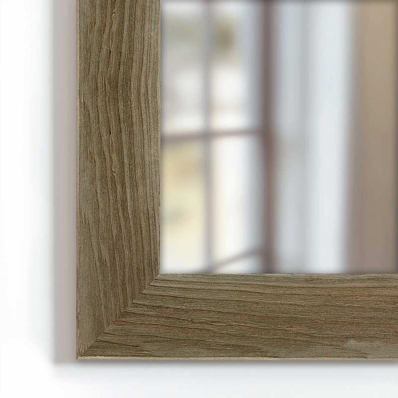 Arber Solid Wood Flat Mirror, Soft Gray, 43" x 31"