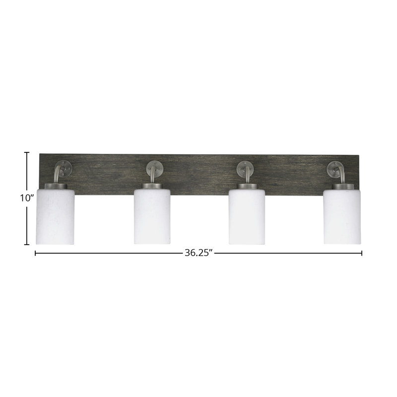 Barre d'éclairage de salle de bain 4 lumières Oxbridge, Blanc, Graphite / gris vieilli