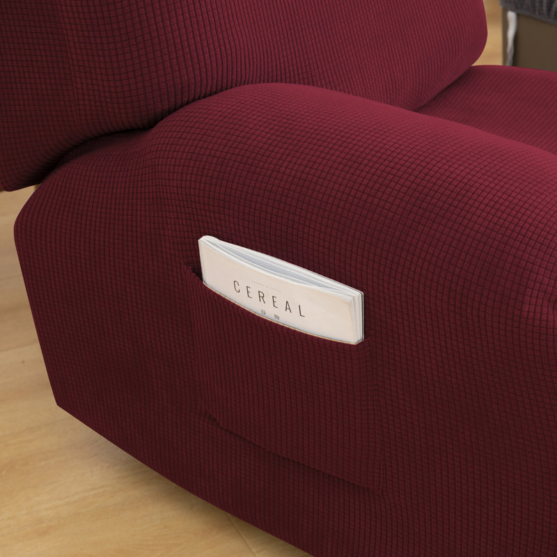 Housse pour fauteuil inclinable à coussins carrés/rectangulaires, Mélange de polyester rouge