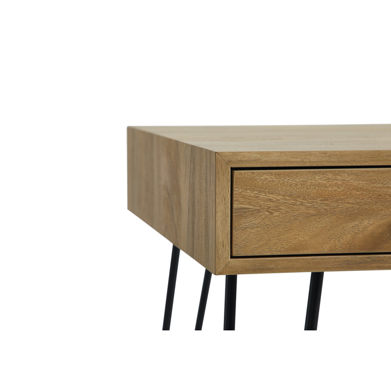 Ester 101.6 cm W Hairpin Desk with Drawer, Brown/Black