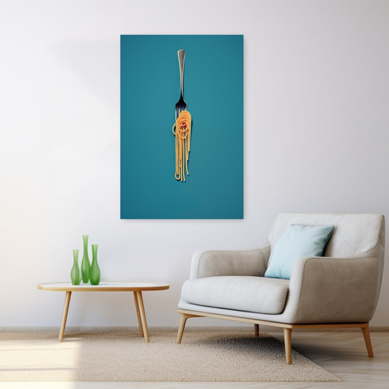 Art mural moderne minimaliste, fourchette à spaghetti minimaliste, H 48 po x l 32 po