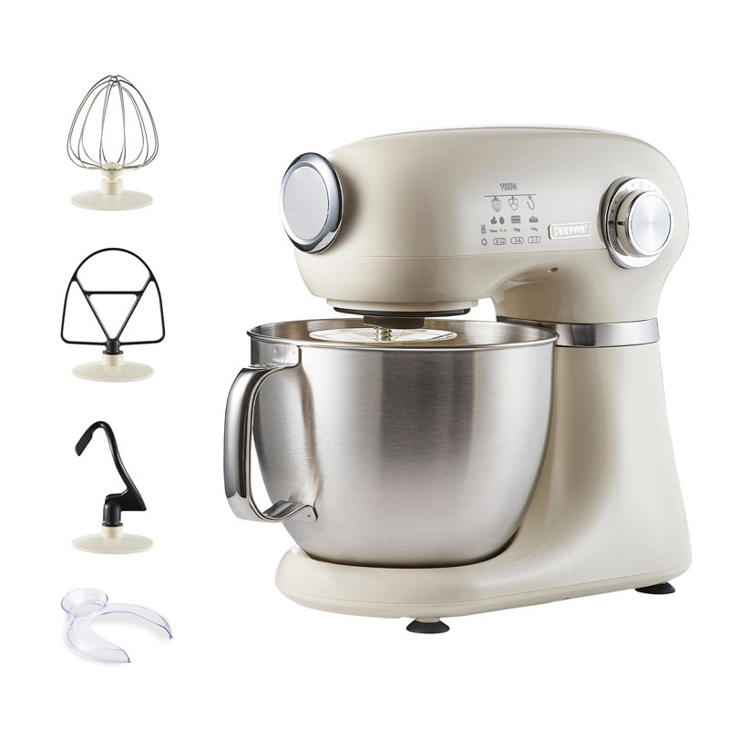 GEEPAS 1000W 5L Stand Tilt-Head Food Mixer, Cream