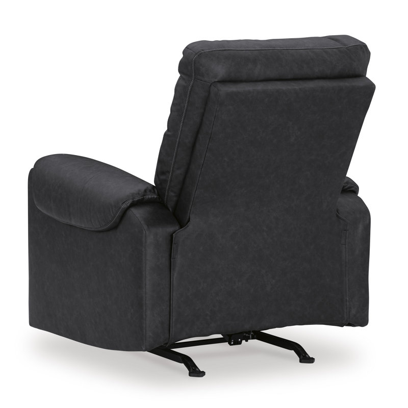 Axtellton Black Faux Leather Power Recliner with USB Port