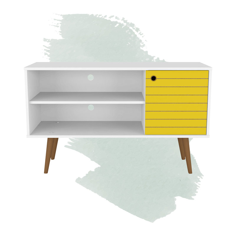 Darryl TV Stand for TVs up to 43", White/Yellow