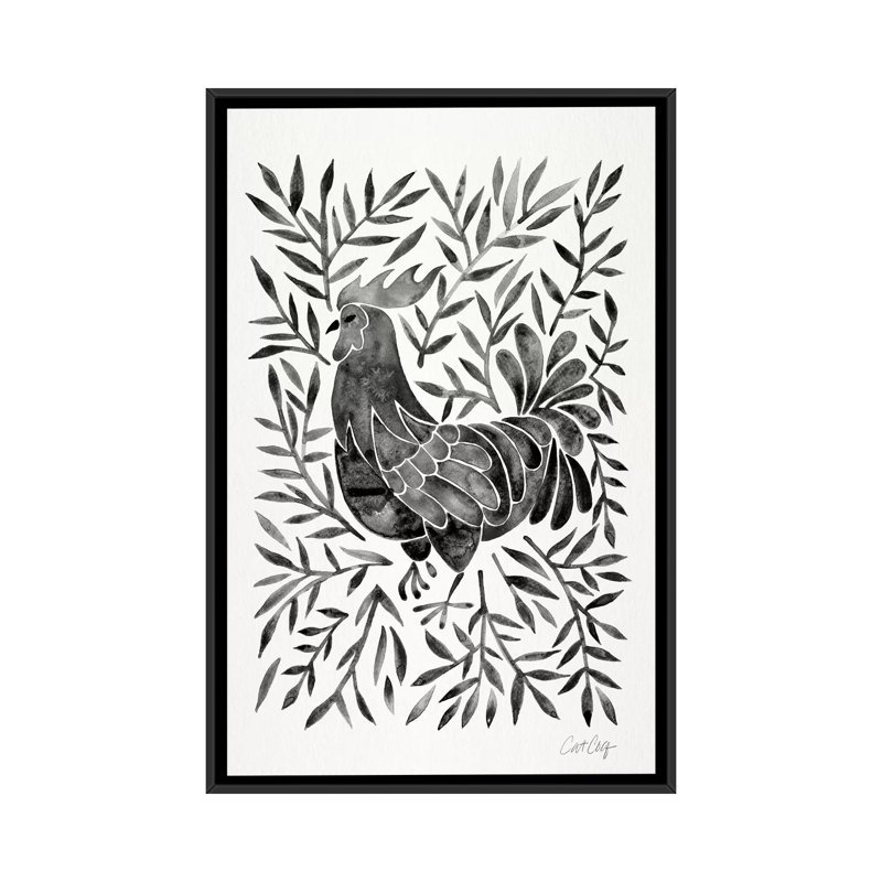 Strickler Black Rooster, Toile avec cadre noir, Pas de tapis, H 60 po x l 40 po x P 1,5 po