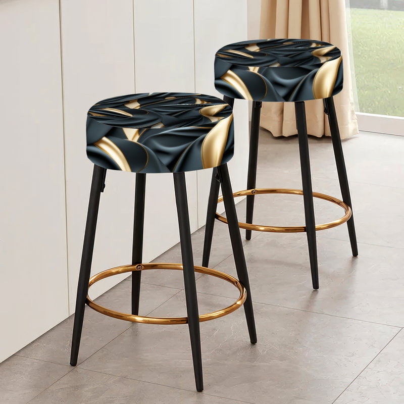 Ensemble de 2 tabourets de bar Glamour Noir et Gold Harmony
