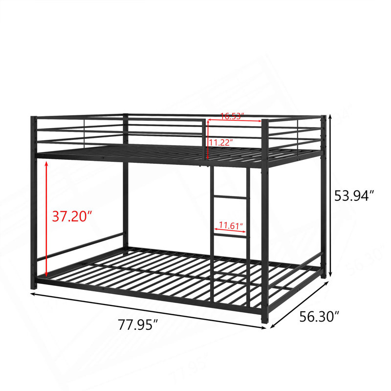 Metal Bunk Bed With Safety Guard Rails,  Heavy Duty Space-Saving Design