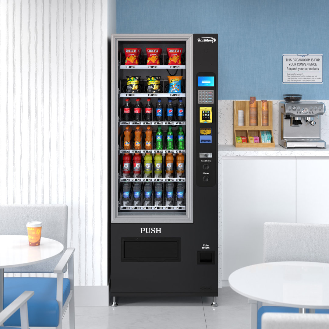 Refrigerated Snack Vending Machine with 36 Slots Featuring Credit Card Reader and Bill Acceptor KoolMore