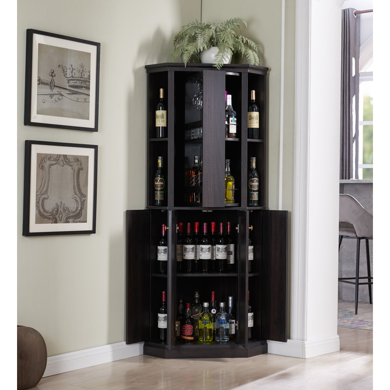 Ian 29.68'' Bar Cabinet, Walnut/Brown