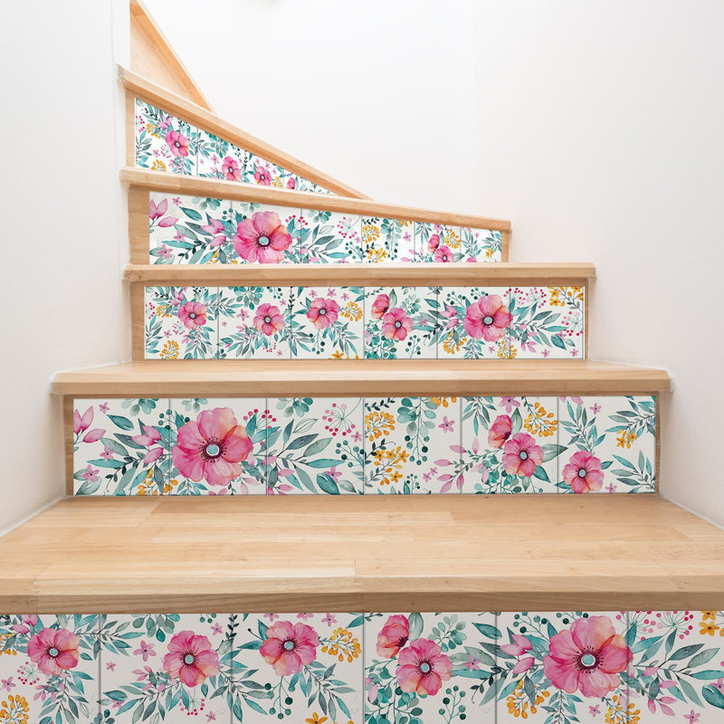 Sweet Spring Bouquet Tiles Mix Wall Stickers 15cm x 15cm PVC