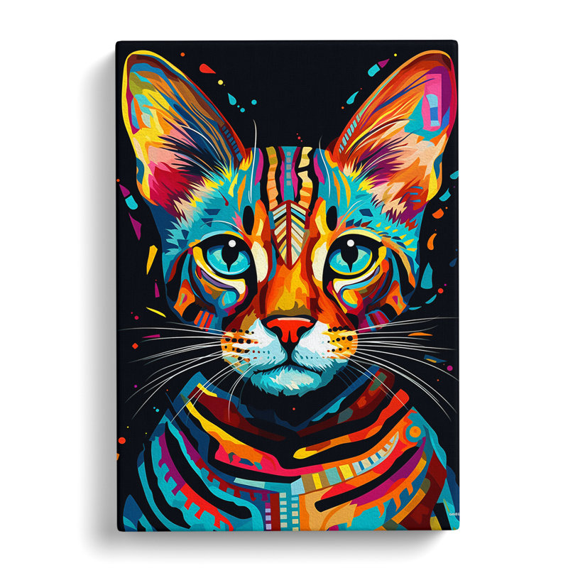 Bengal Cat Modern Art No.2 - Wrapped Canvas, 60cm H x 40cm W x 3cm D