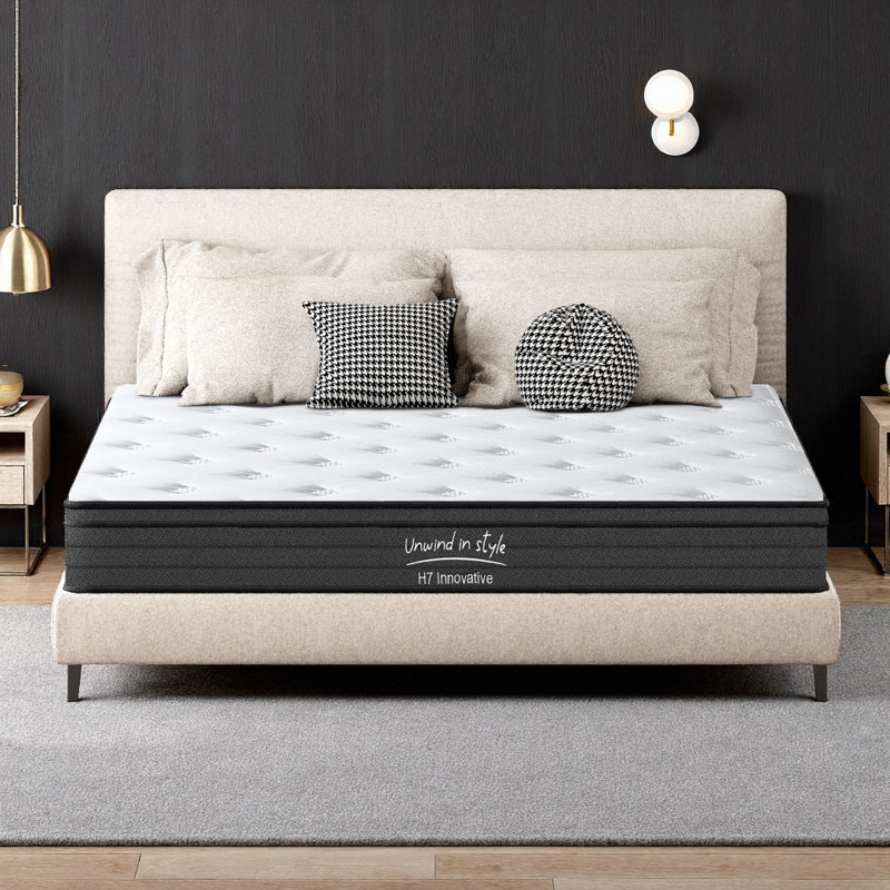 King Size 10 Inch Hybrid Mattress with Gel Memory Foam and Pocketed Springs, Medium Firm Support for Enhanced Comfort and Durability, Heavy Duty Design