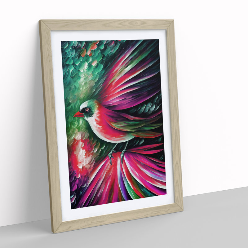 Bird Portrait No.2 - Single Picture Frame Print, Oak, 64cm H x 46cm W x 2cm D
