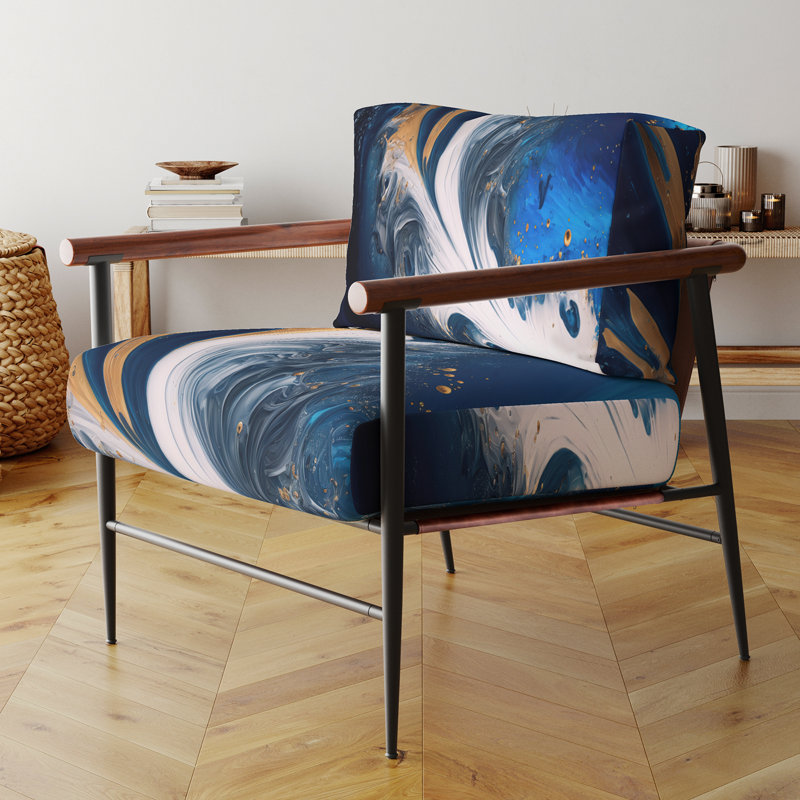Chaise avec accoudoirs rembourrée Ice Paint Splash III, Noir