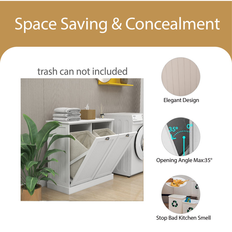 Solid Wood Cabinet Trash Can