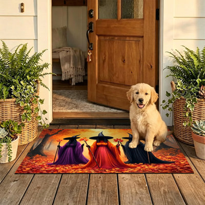  Tapis d'entrée antidérapant pour l'extérieur, 24 po x 36 po, trois sorcières d'automne