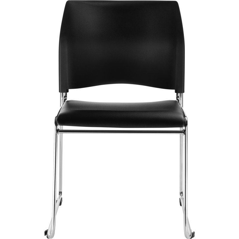 Black Vinyl and Metal Armless Stackable Chair