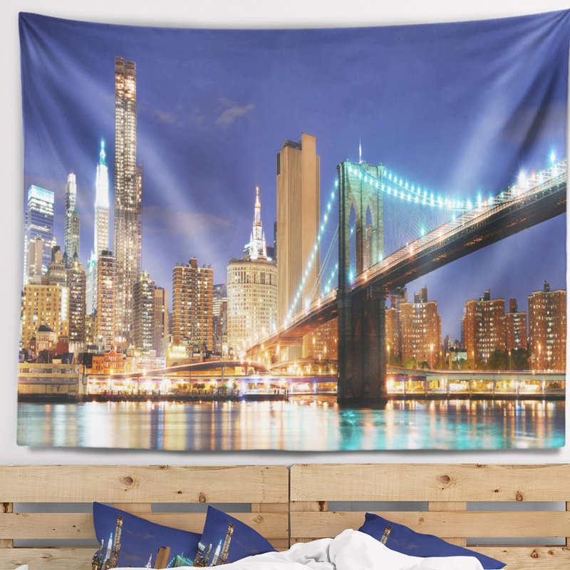 Cityscape manhattan skyline panorama tapisserie, H 50 po x l 60 po