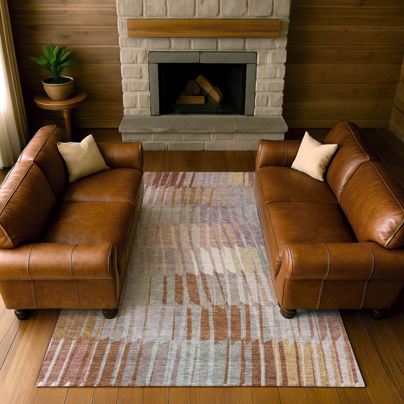 Premium Machine Washable Mayfield AMF2271 Striped Rug, 8' x 10', Copper
