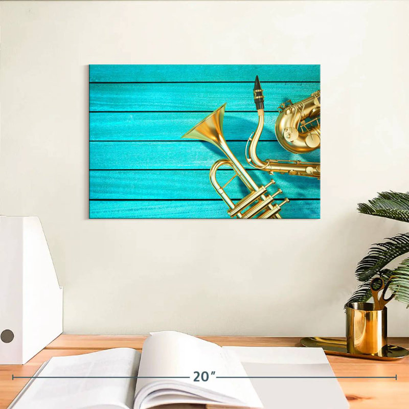 Abarca saxophone et trompette, H 8 po x l 12 po
