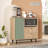 Colesen Modern Multi-Purpose Cabinet, Oak & Green, 34.6 x 33.5 x 14.0 inches | 100% Melamine Coated Particle Board, Thickness: 0.7 inches | Metal Legs, Wall-Mountable, Numerous Shelves | Scandinavian Design for Stylish Storage-109343691