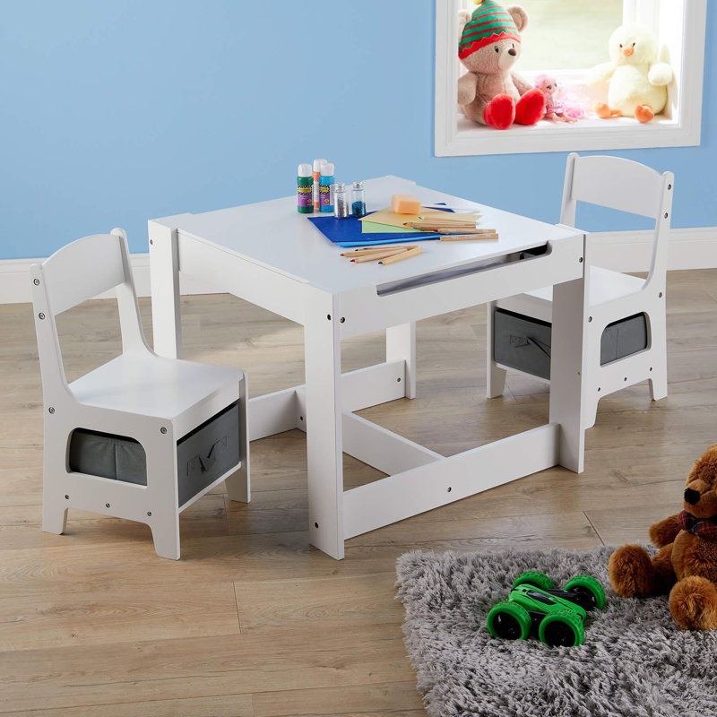 Manufactured Wood Adjustable Square 2 Students Activity Table & Chairs