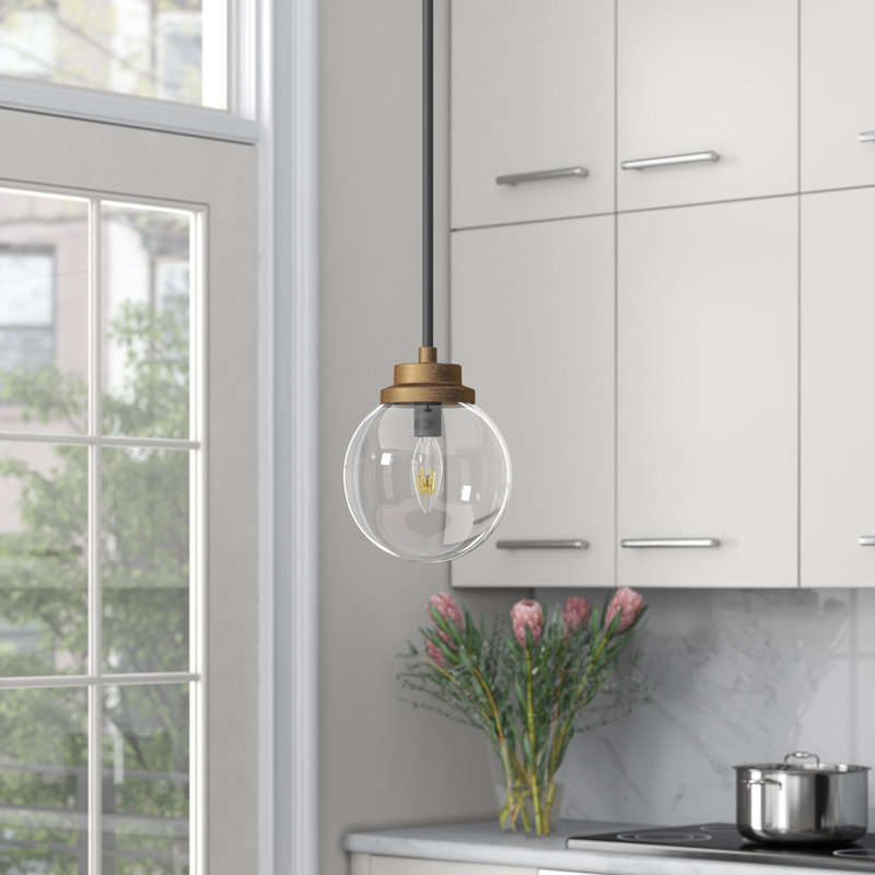 Luminaire suspendu sphère 1 lumière Breit, Laiton