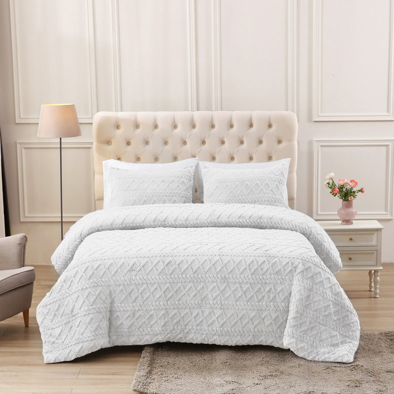 Ensemble d'édredon en microfibre , Édredon pour très grand lit + 2 très grandes ta, Blanc