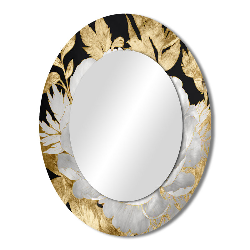 Miroir mural ovale en métal exquis, 43 po x 33 po